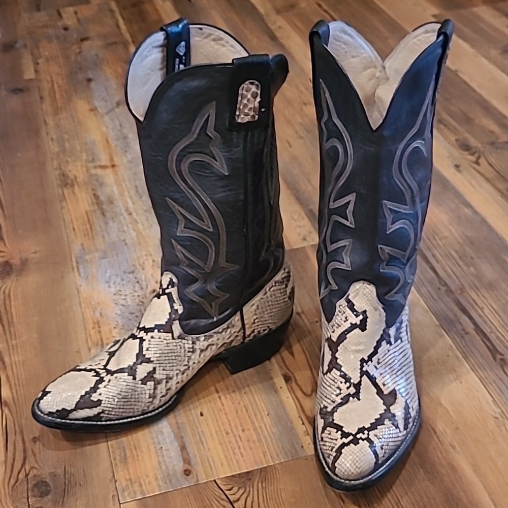 VINTAGE BISONTE COWBOY BOOTS "AVICK"Genuine Leather/Snakeskin,Unisex